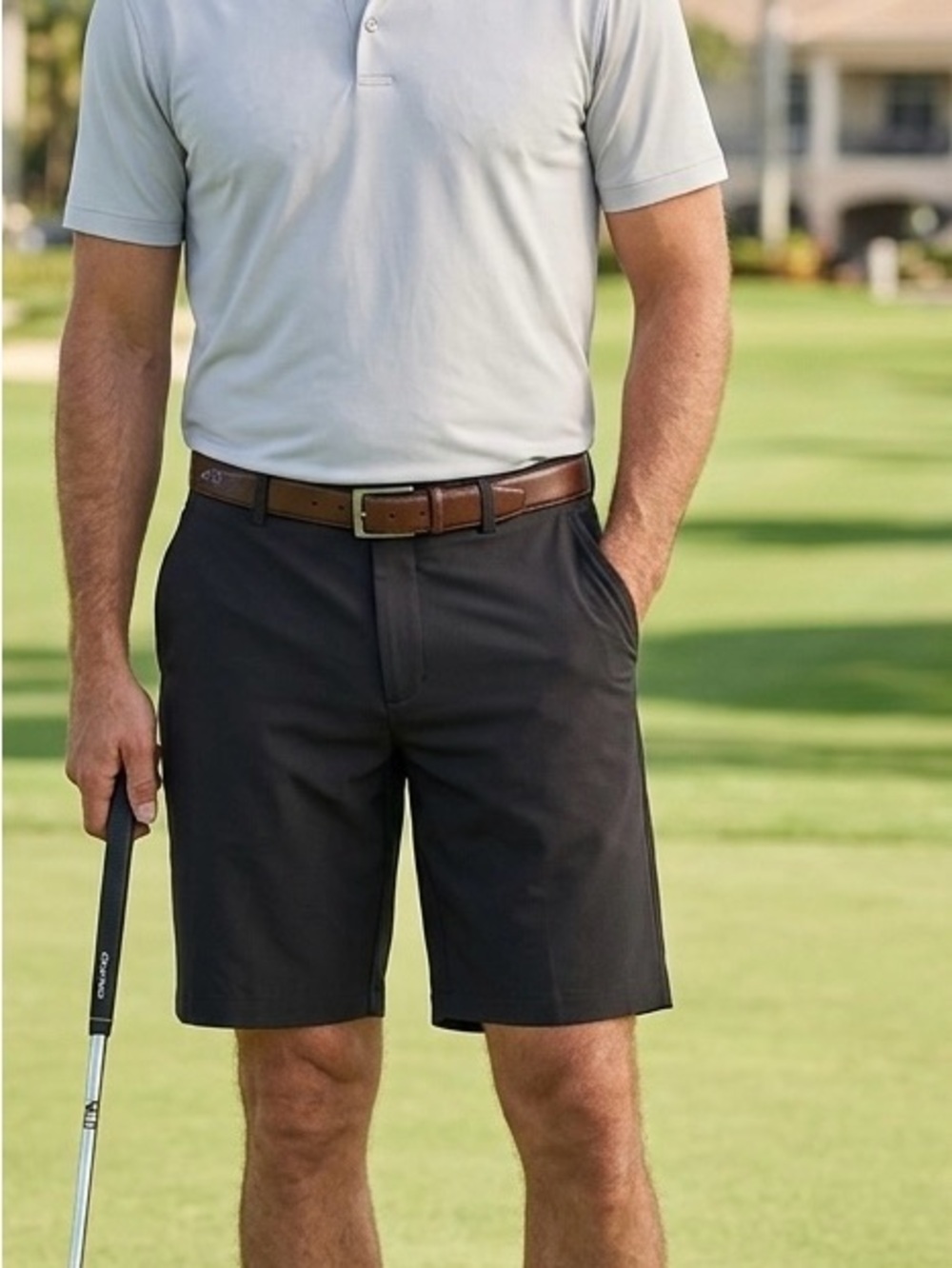 Greg Norman Collection Black Flat Front Golf Shorts